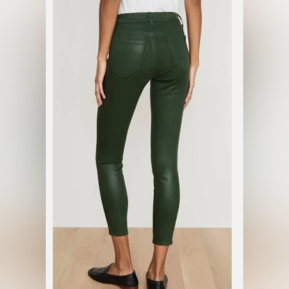 L'AGENCE Forest Green High-Rise/Moss Green Margot Coated Skinny Jeans